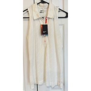 NEW Nike Golf Sport Dri-Fit Slim Fit White Sleeveless Polo Shirt Women's Size S